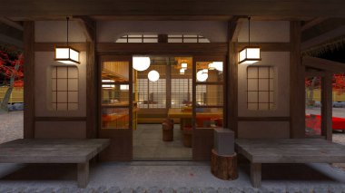 3D rendering of the Japanese tea house