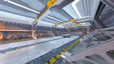 Uzay gemisi hangarının 3D görüntülemesi