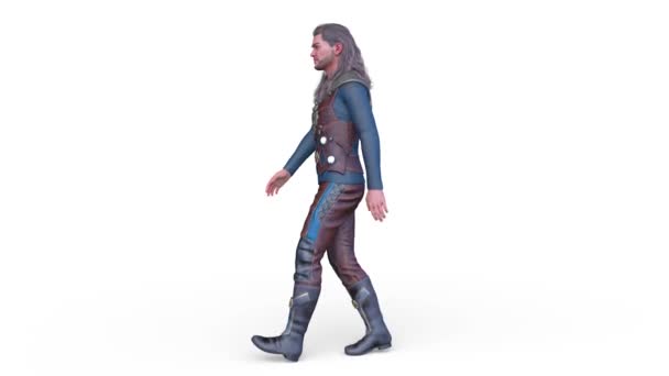 Rendering Long Haired Man Walking — Vídeo de Stock