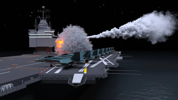 Rendering Aircraft Carrier — Stock Photo, Image