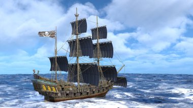 3D rendering of a pirate ship