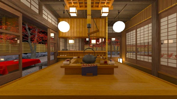 Rendering Japanese Tea House — стоковое фото