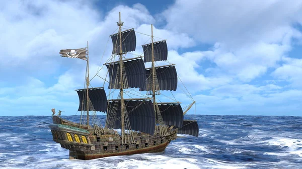 Rendering Van Een Piratenschip — Stockfoto