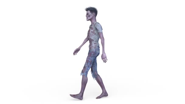 Rendering Eines Wandelnden Männlichen Zombie — Stockvideo