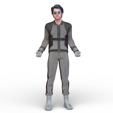 Güneş gözlüğü takan bir adamın 3 boyutlu görüntüsü.