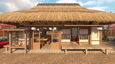 3D rendering of the Japanese tea house