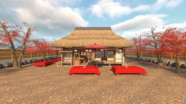 Rendering Japanese Tea House — Stok fotoğraf