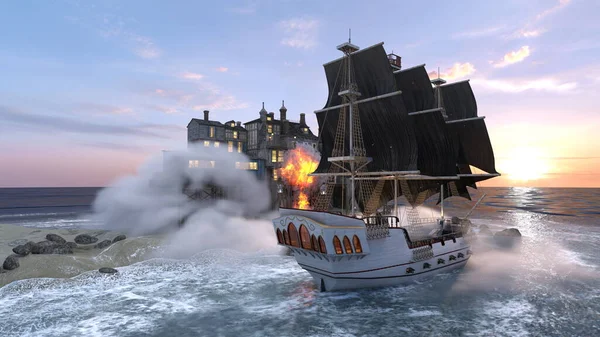 Renderização Navio Pirata — Fotografia de Stock