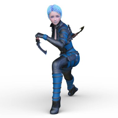 bir kadın savaşçı 3D render