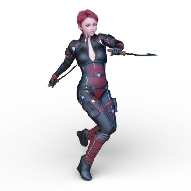 bir kadın savaşçı 3D render