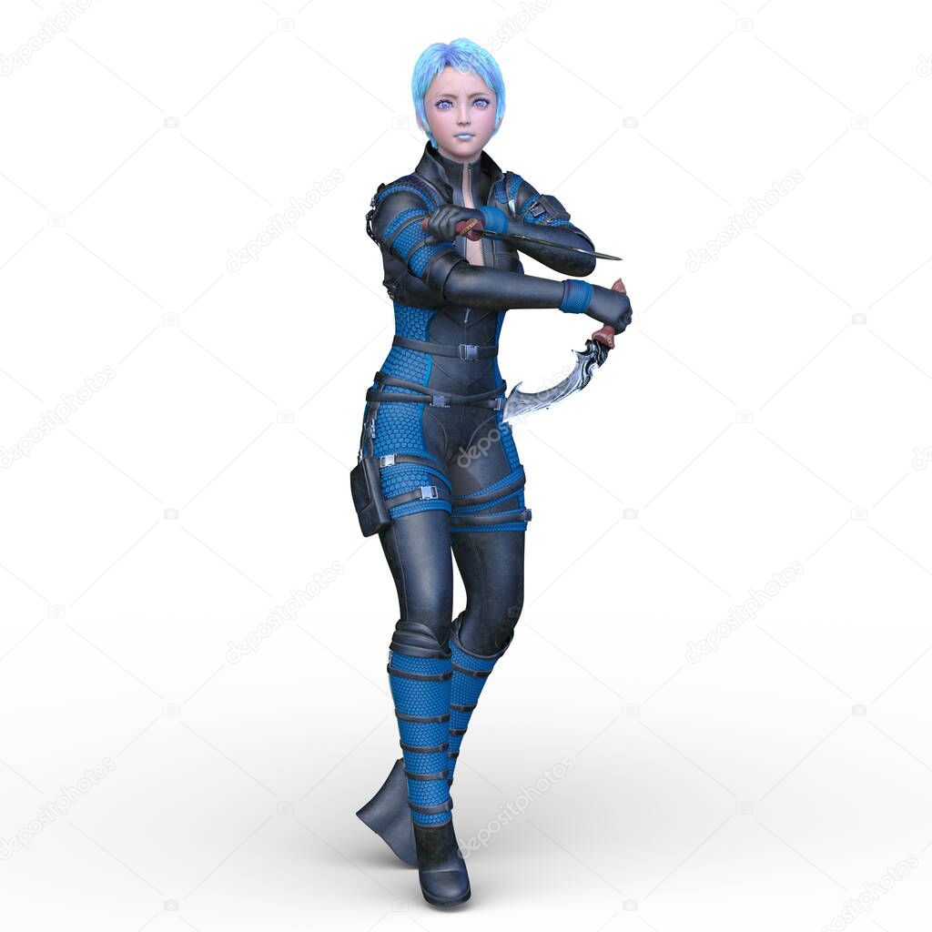 3D rendering of a female warrior