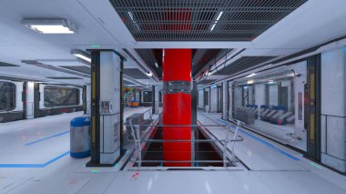 Uzay istasyonu peyzajının 3B görüntülemesi