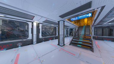 Uzay istasyonu peyzajının 3B görüntülemesi