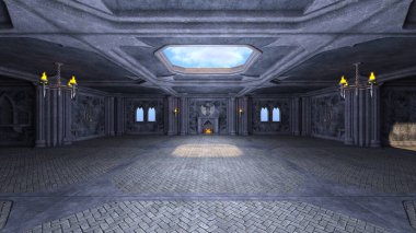 Sarayın 3 boyutlu büyük salonu.