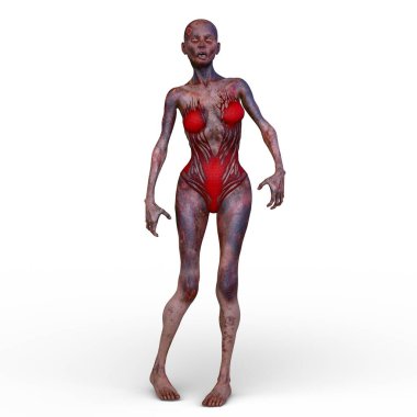 3 boyutlu dişi zombi tasviri