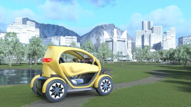 Küçük elektrikli aracın 3B görüntülemesi