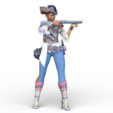 Dişi bir korsanın 3 boyutlu canlandırması