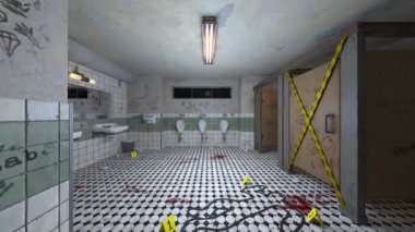 Loş ışıklı tuvaletin 3 boyutlu yansıması