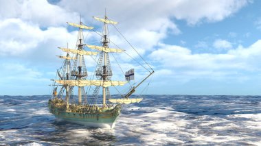 Bir yelkenlinin 3D görüntüsü