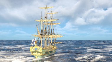 Bir yelkenlinin 3D görüntüsü