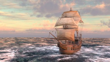 Bir yelkenlinin 3D görüntüsü