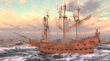 Bir yelkenlinin 3D görüntüsü