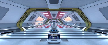 Uzay istasyonu peyzajının 3B görüntülemesi