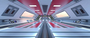 Uzay istasyonu peyzajının 3B görüntülemesi