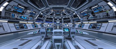 Uzay istasyonu peyzajının 3B görüntülemesi