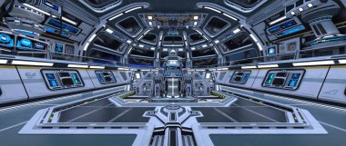 Uzay istasyonu peyzajının 3B görüntülemesi