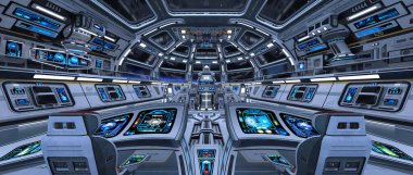 Uzay istasyonu peyzajının 3B görüntülemesi