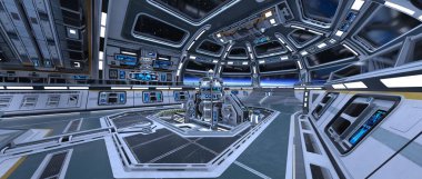 Uzay istasyonu peyzajının 3B görüntülemesi