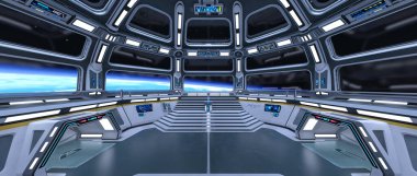 Uzay istasyonu peyzajının 3B görüntülemesi