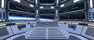 Uzay istasyonu peyzajının 3B görüntülemesi