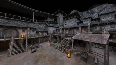 Kale avlusunun 3 boyutlu canlandırması