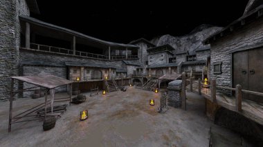 Kale avlusunun 3 boyutlu canlandırması