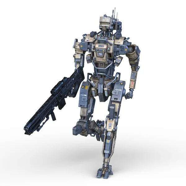 戦闘ロボットの3Dレンダリング — ストック写真