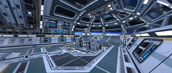 Uzay istasyonu peyzajının 3B görüntülemesi