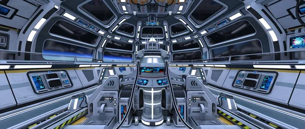 Uzay istasyonu peyzajının 3B görüntülemesi