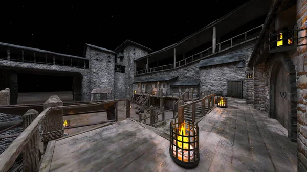 Kale avlusunun 3 boyutlu canlandırması