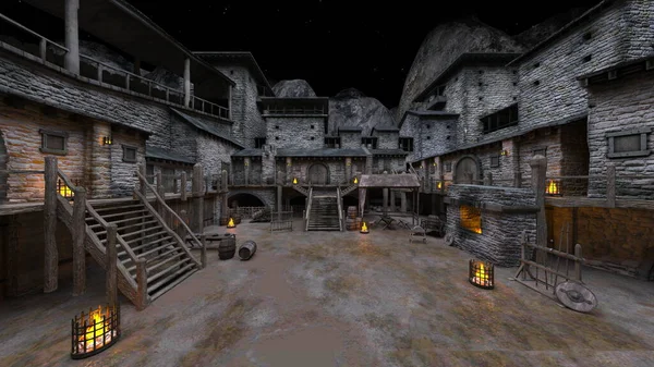 Kale avlusunun 3 boyutlu canlandırması