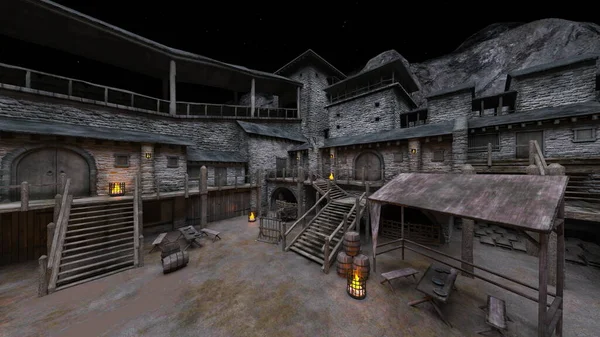 Kale avlusunun 3 boyutlu canlandırması