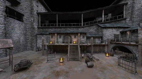 Kale avlusunun 3 boyutlu canlandırması