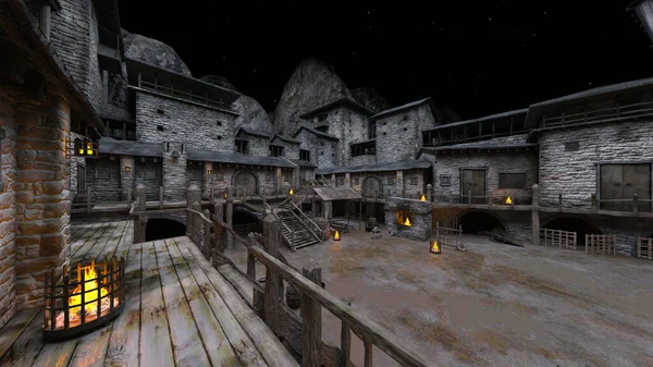 Kale avlusunun 3 boyutlu canlandırması