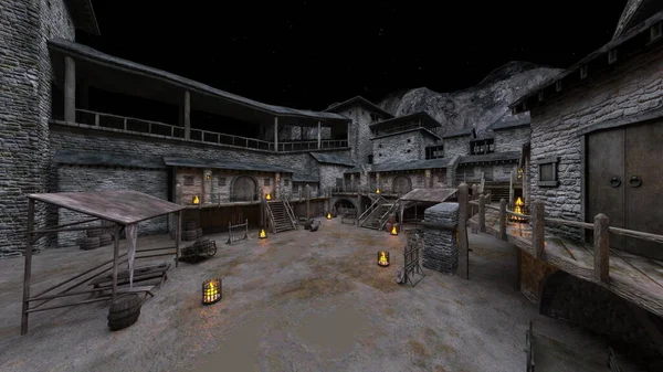 Kale avlusunun 3 boyutlu canlandırması