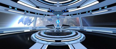 Uzay istasyonu peyzajının 3B görüntülemesi