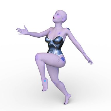 Dişi bir sayborgun 3D canlandırması