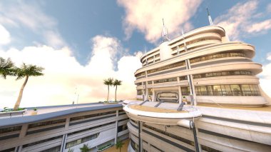 Otel avlusunun 3D görüntüsü