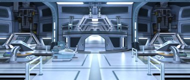 Uzay istasyonu peyzajının 3B görüntülemesi