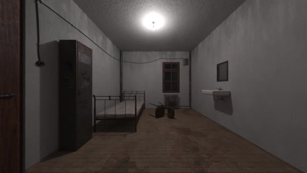灯光昏暗的卧室的3D渲染 — 图库视频影像